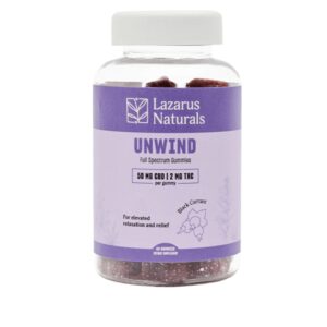 UNWIND FULL SPECTRUM CBD + THC GUMMIES – BLACK CURRANT – LAZARUS NATURALS